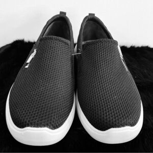 RYKA Sz 9.5W Surround Fit Slip  On Chunky Heel Canvas Animal Print Zipper Shoes